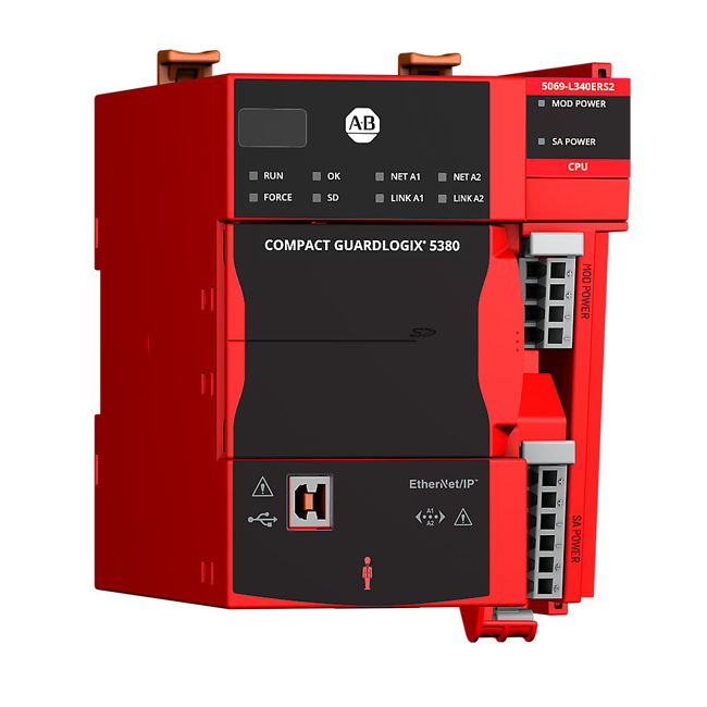 Controlador de segurança Allen Bradley 5069-L340ERS2 Compact GuardLogix 5380 novo e original em estoque.
