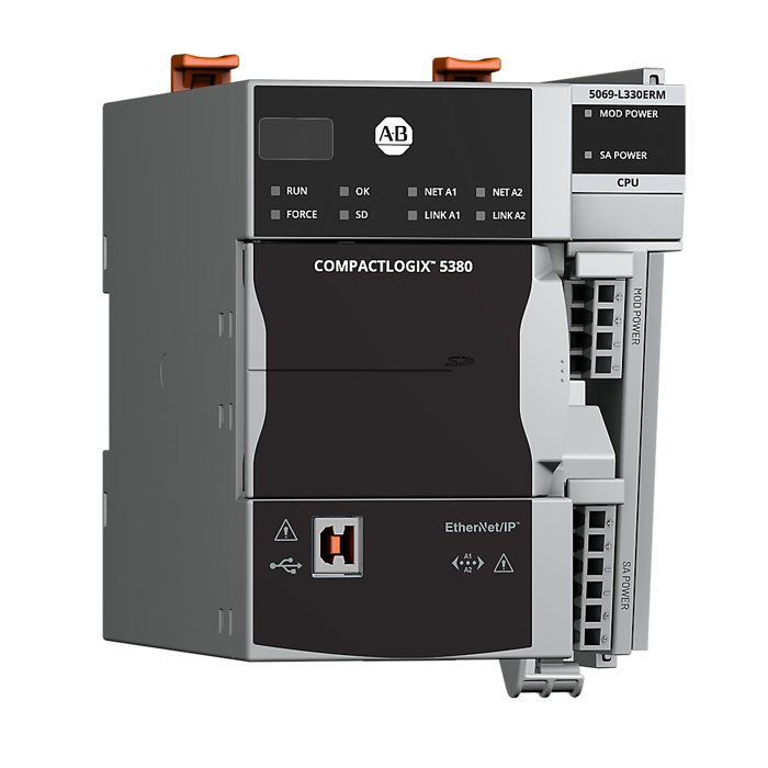 Controlador de movimento Allen Bradley CompactLogix 5380 original e novo (5069-L330ERM).